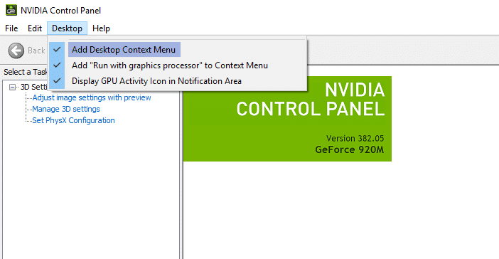 Nvidia Control Panel missing options