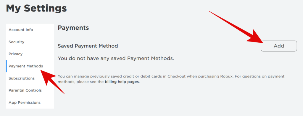 Choose Payment Methods and then select Add