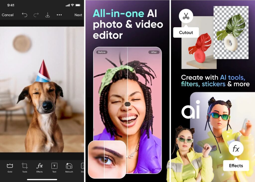 Picsart AI Best AI Photo Editing Apps for iPhone and Android