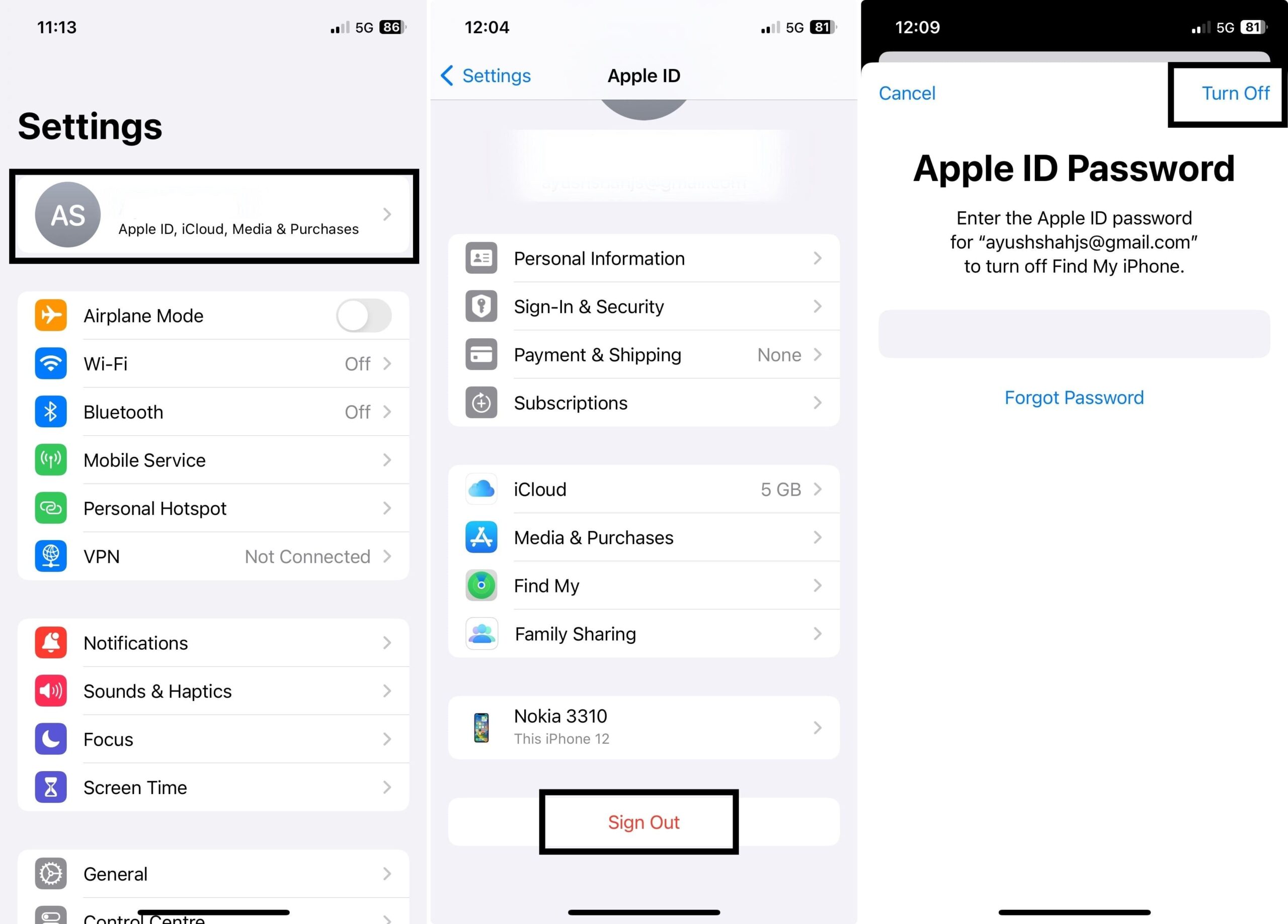 Sign out and sign in with your Apple ID