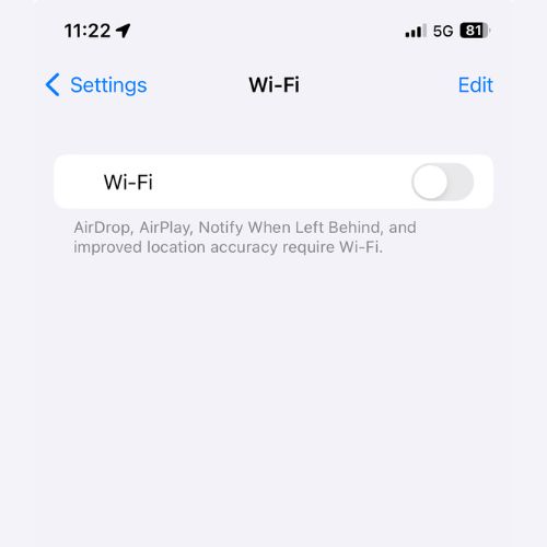 Turn Off and On Wi-Fi to Fix Wi-Fi Not Working on iPhone