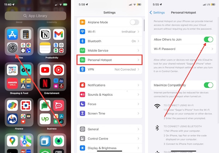 Disable Personal Hotspot on iPhone