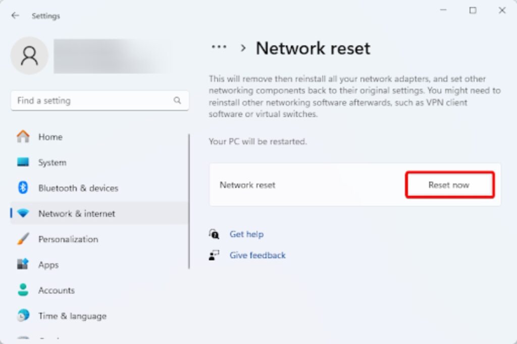 Perform a Network Reset
