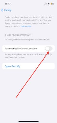 Sharing Location Automatically Via Family Sharing