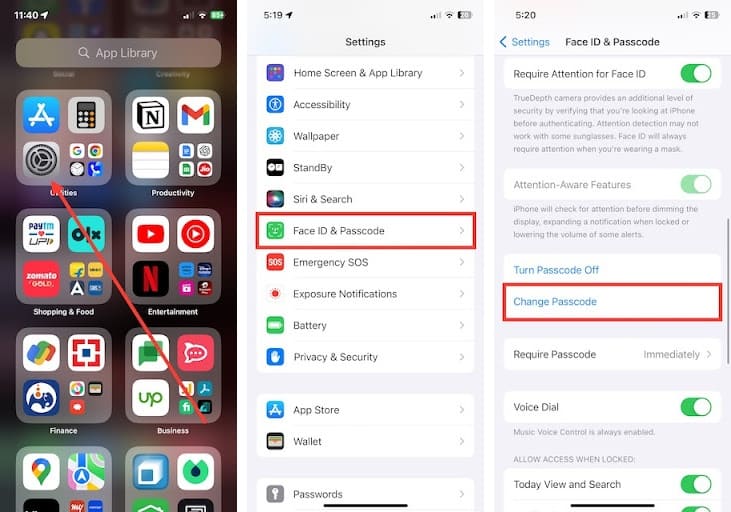 how to change passcode on iphone