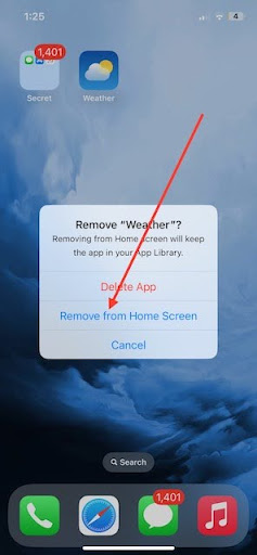 Choose the Remove from Home Screen option
