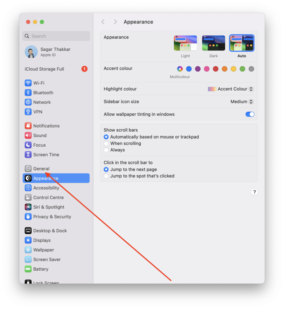 visit the General settings on your Mac