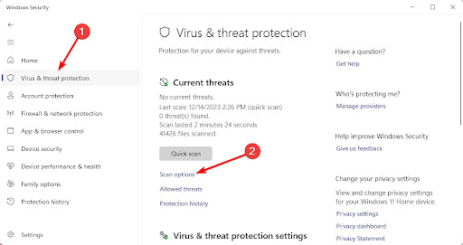 open Virus & threat protection