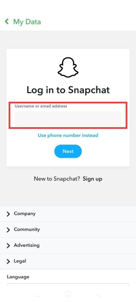Back up your snapchat account