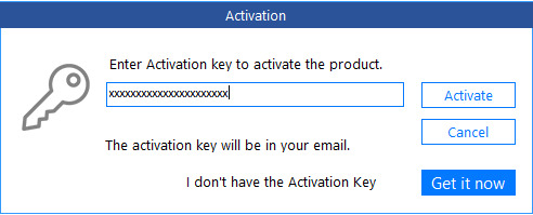enter the activation key and click of Activate button